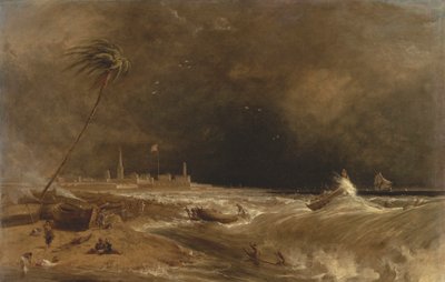Madras, ou Fort St. George, na Baía de Bengala -- A Squall Passing Off [1833, Royal Academy of Arts, Londres, catálogo da exposição] de William Daniell