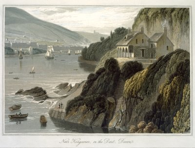 Perto de Kingswear, no Dart, Devon, a partir do volume VIII de "Uma viagem pela Grã-Bretanha realizada entre os anos de 1814 e 1825", publicada em 1825 (aquatinta) de William Daniell