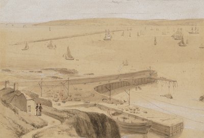 Estudo para um cais em Straddon Point, perto de Plymouth de William Daniell
