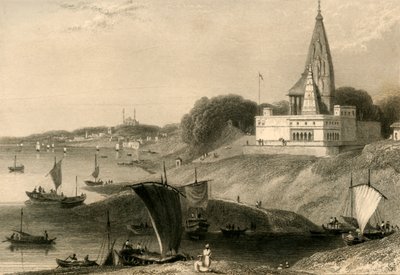 O pagode de Bernar, Benares, 1835. de William Daniell