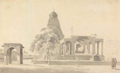 O Grande Touro e Pagoda em Tanjore de William Daniell