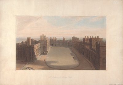 The Quadrangle, Castelo de Windsor - Vista da Torre Redonda, Castelo de Windsor de William Daniell