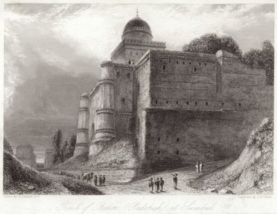 Túmulo de Baber em Sumbul Babur de William Daniell