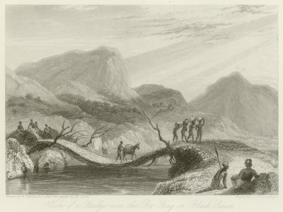 Vista de uma ponte sobre o Ba-Fing de William Daniell