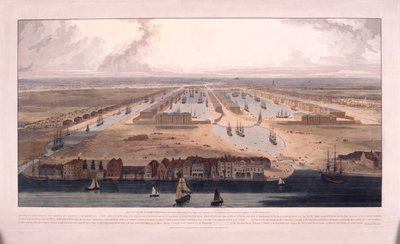 Docas das Índias Ocidentais, Poplar, Londres, 1802 de William Daniell