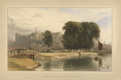 Castelo de Windsor, perto de Brocas Meadows, 1827 (wc e caneta e tinta sobre papel colocado no monte) de William Daniell