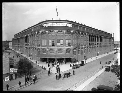 Vista de alto ângulo do campo de Ebbets, Brooklyn, 2 de setembro de 1914 de William Davis Hassler