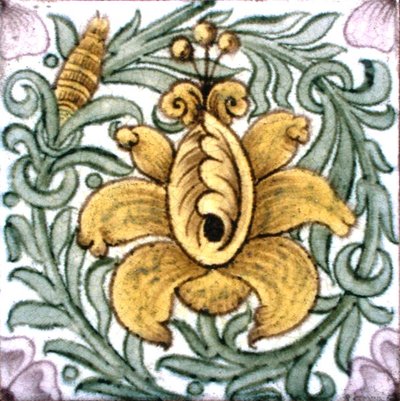 Telha com desenho floral (cerâmica) de William de Morgan