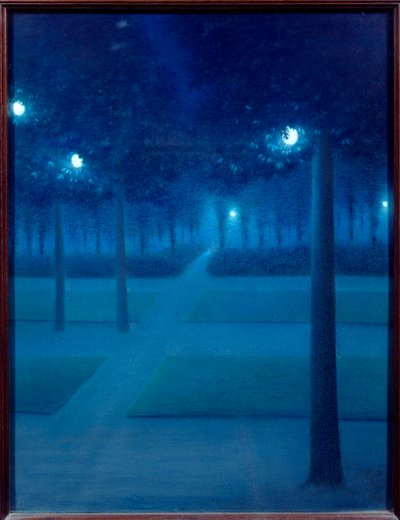 Noite no Parc Royal de Bruxelles. Pintura em pastel de William Degouves de Nuncques (1867-1935) (ec.belg) 1897 Sol. 0,65x0,5 m Paris, musee d