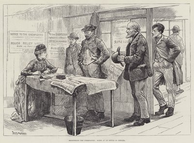Registrando o desempregado, cena em um escritório no Chelsea de William Douglas Almond