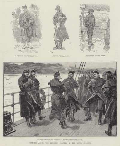 Esboços entre os Crofters Revoltados no Lewis, Hebrides de William Douglas Almond