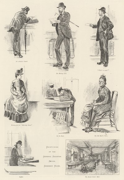Esboços no General Register Office, Somerset House de William Douglas Almond