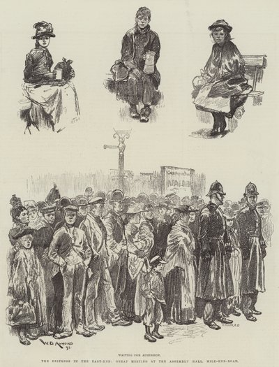 A aflição no East-End, grande reunião no Assembly Hall, Mile-End-Road de William Douglas Almond