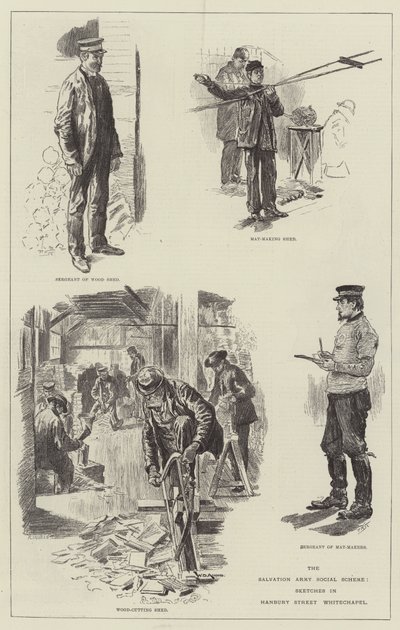 Esquema Social do Exército da Salvação, Sketches in Hanbury Street, Whitechapel de William Douglas Almond
