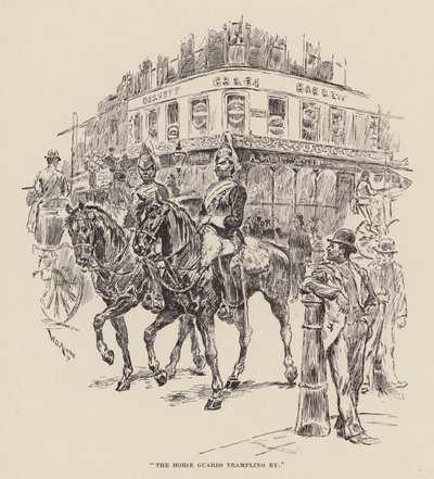 "Os guardas a cavalo a passar" (gravura) de William Douglas Almond