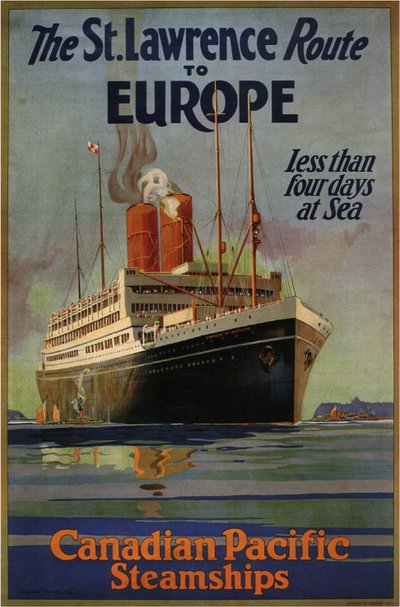 Rota do Pacífico Canadense St. Lawrence para a Europa, 1925 de William Dudley Burnett Ward the Younger