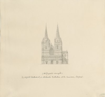 Catedral de Lichfield - Frente Oeste: desenho a caneta, nd [ Final do século 17] (desenho) de William Dugdale
