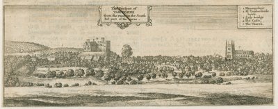 Tamworth - Panorama: gravura, séc. de William Dugdale
