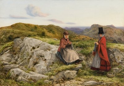 "Paisagem galesa com duas mulheres a tricotar", 1860 de William Dyce