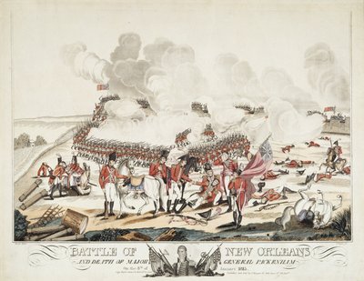 Batalha de Nova Orleans e morte do Major General Packenham de William Edward (after) West