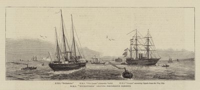 HMS Enchantress saindo do porto de Portsmouth de William Edward Atkins