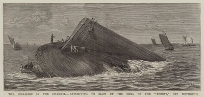 A colisão no canal, tentando explodir o casco da floresta, fora de Weymouth de William Edward Atkins