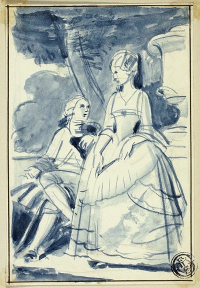 Homem e Mulher em Vestidos do Século XVIII de William Edward Frost