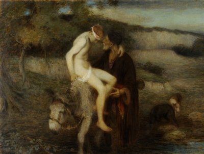 O Bom Samaritano, c.1890 (óleo sobre tela) de William Edward Stott