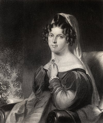 Felicia Dorothea Hemans, gravada por W.Holl, da &39;National Portrait Gallery, Volume 1&39;, publicada em 1820 de William Edward West