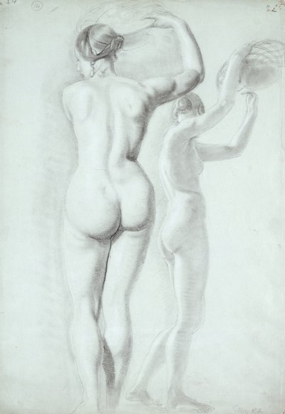 Estudos de figura (lápis sobre papel) de William Etty