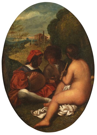 Concerto pastoral, depois de Ticiano (óleo sobre tela colocado no painel) de William Etty
