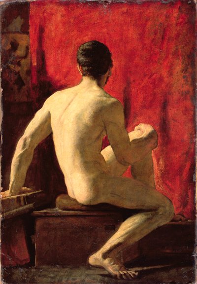 Modelo masculino sentado (óleo sobre cartão) de William Etty