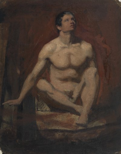 Nu masculino sentado, Vista frontal de William Etty