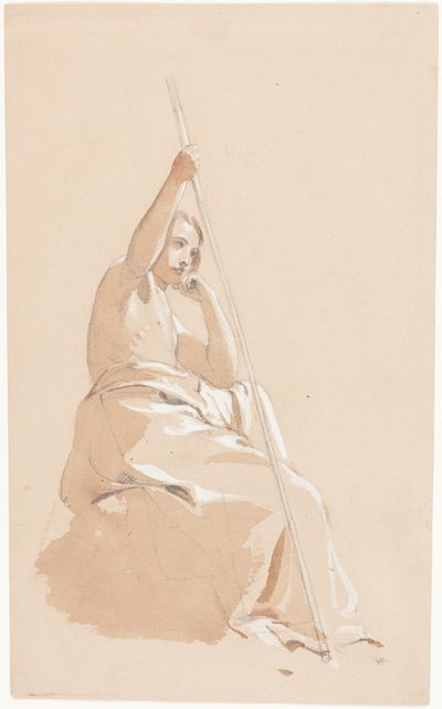 Jovem sentado com um bastão de William Etty