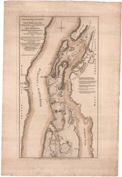 Um Mapa Topográfico da Parte Norte da Ilha de Nova Iorque por Sauthier de William Faden