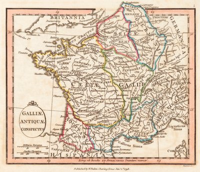 A Gália Antiga. Mapa. de William Faden