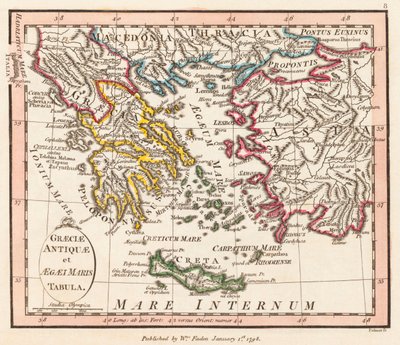 Grécia Antiga. Mar Egeu. Ásia Menor. Mapa. de William Faden