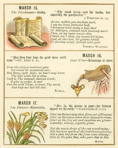 Página do Livro de Aniversário do Emblema da Bíblia (litografia a cores) de William Foster