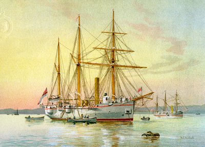 HMS Bramble, canhoneira da 1ª classe da Marinha Real, c1890-c1893. de William Frederick Mitchell