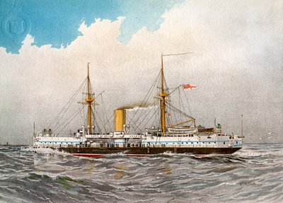 HMS Colossus, encouraçado de 2ª classe da Marinha Real, c1890-c1893 de William Frederick Mitchell