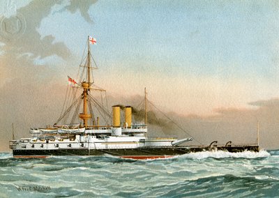 HMS Victoria, encouraçado de primeira classe da Marinha Real, c1890-c1893. de William Frederick Mitchell