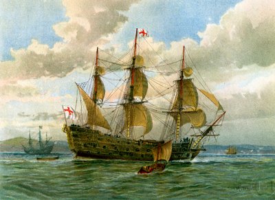 Navio de batalha da Marinha Real, c1650 c1890-c1893. de William Frederick Mitchell