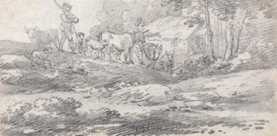 Paisagem com Figuras e Gado de William Frederick Wells