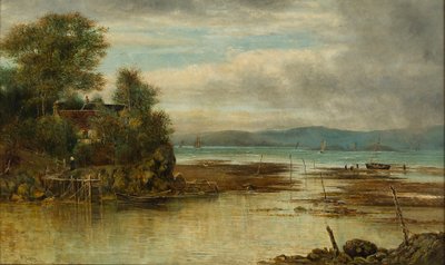 Cramond Ferry - Onde o rio se junta ao mar (óleo sobre tela) de William Gerard Barry