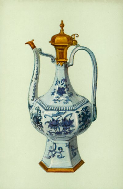 Ewer, Período de Wan Li, chinês, com o Monte Augsburg (cor litho) de William Gibb