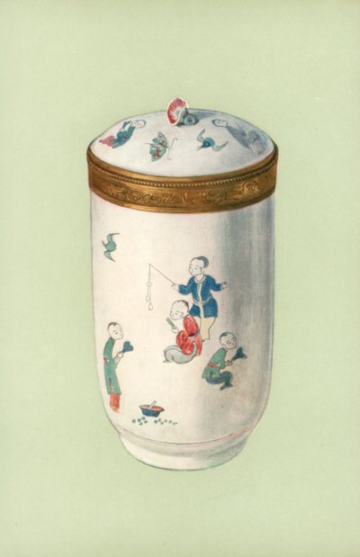 Toilette-pot, Chantilly, com design japonês (cor litho) de William Gibb