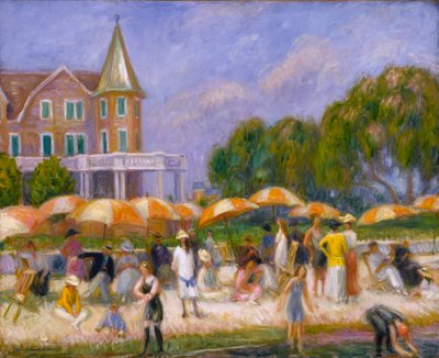 Guarda-sóis de praia em Blue Point de William Glackens