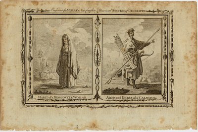 Hábitos de uma mulher moscovita, braços e vestido de um Kalmyk, ca 1730 de William Grainger