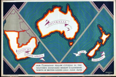 União da África do Sul, Austrália e Nova Zelândia, da série "Where Our Exports Go" (Para onde vão as nossas exportações) de William Grimmond