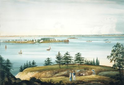 The Bay of New York and Governors Island Taken from Brooklyn Heights, 1820-25. de William Guy Wall
